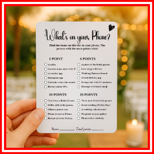 Whats On Your Phone Bridal Shower Game Phone Game Invitation