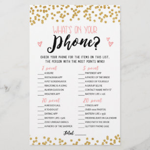 What's on your phone Bridal Shower, Hen Party game