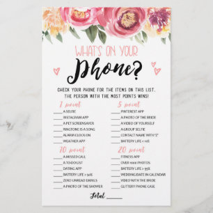 What's on your phone Bridal Shower, Hen Party game