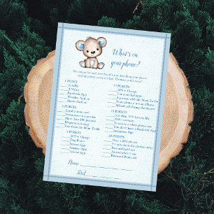 Whats On Your Phone Cute Brown Bear Game Card