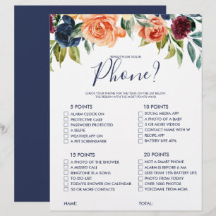 What's on your Phone Floral Bridal Shower Game