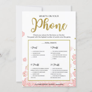 What's on Your Phone Game Pink and Gold Glitter