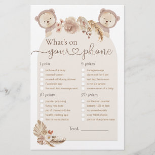 What's On Your Phone Twins Bear Baby Shower Game