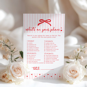 Whats on your phone Valentines Pink Bow game