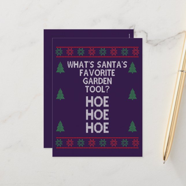 What's santa's favourite tool? Ho Ho Ho Funny Holiday Postcard (Front/Back In Situ)