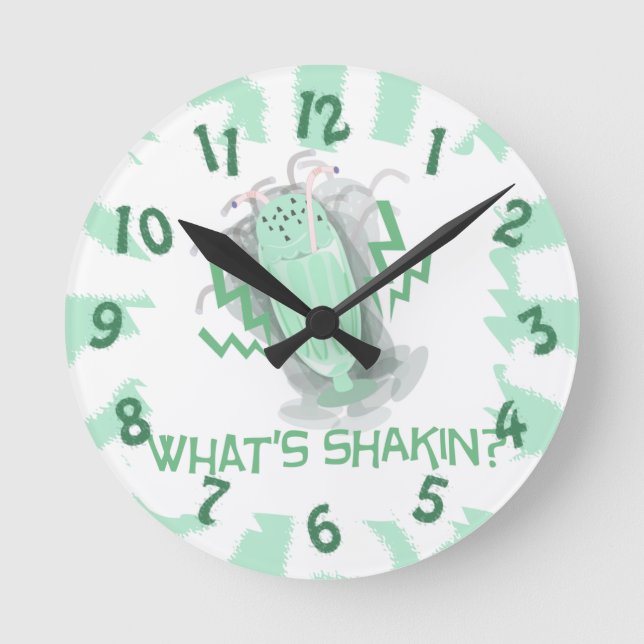 What's Shakin? Milkshakin! Round Clock (Front)