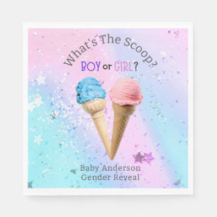 What's The Scoop Gender Reveal Ice Cream Custom Napkin