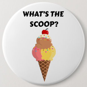 What's the Scoop gender reveal party 6 Inch Round Button
