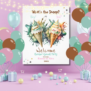  What's the Scoop Gender Reveal Party Welcome Sign