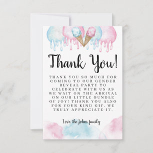 What's the scoop gender reveal Thank you Card. Card