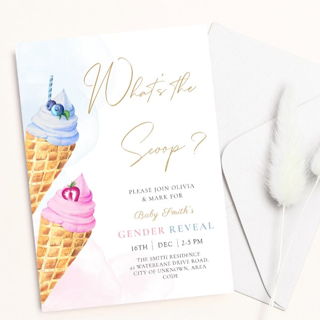 What's the scoop ice cream Baby Gender Reveal Invitation (Creator Uploaded)