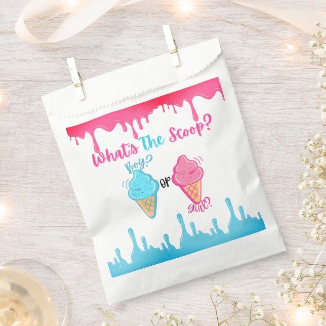  What's the Scoop Ice Cream Gender Reveal  Favour Bag (Clipped)