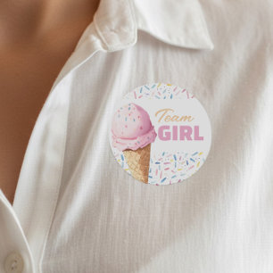 Whats The Scoop Ice Cream Gender Reveal Team Girl Classic Round Sticker