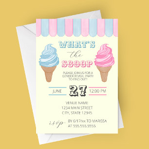What's The Scoop Soda Shop Gender Reveal Party Invitation
