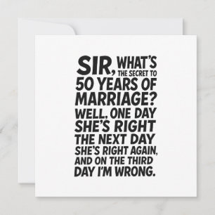 What's The Secret To 50 Years Of Marriage Card