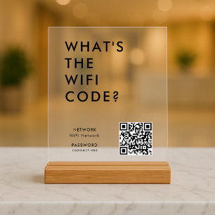 What's the WiFi Code?   Wifi Network QR Code Acrylic Sign