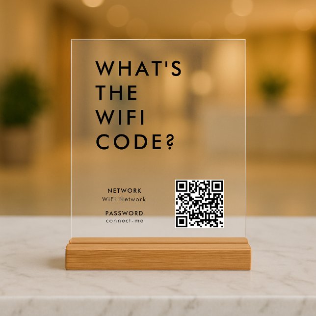 What's the WiFi Code? | Wifi Network QR Code Acrylic Sign (Creator Uploaded)