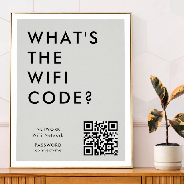 What's the WiFi Code? | Wifi Network QR Code Grey Poster (Creator Uploaded)