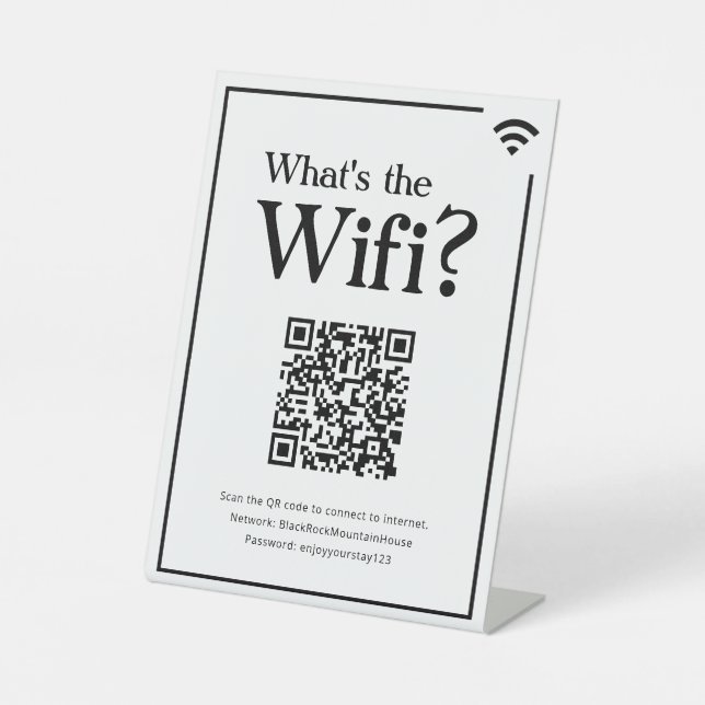 What's the Wifi? Sign for Vacation Rental Home (Front)