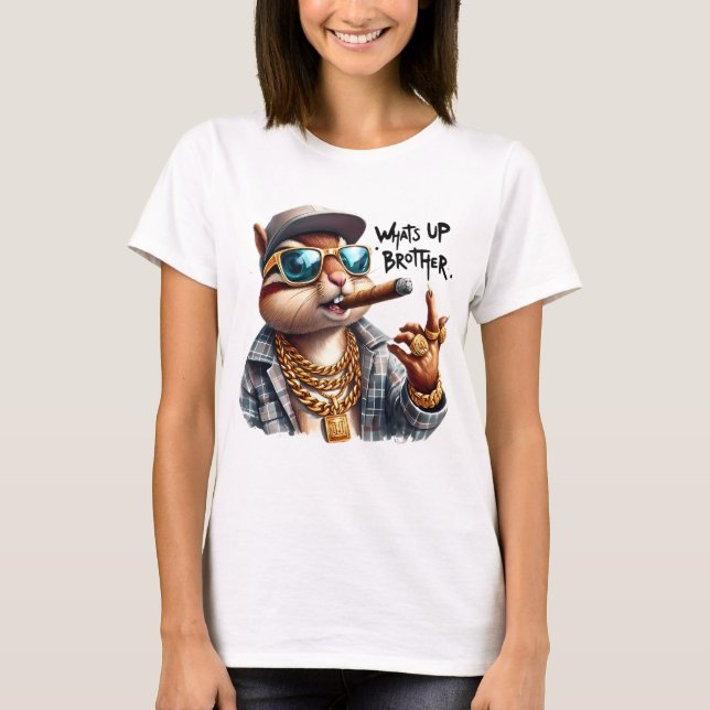 what's up brother Squirrel Smoking Cigar T-Shirt (Front)