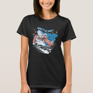 Whats Up Dude Shark & Surfer Ocean Sea Retro T-Shirt