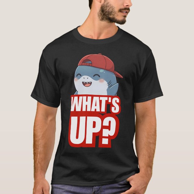 What's Up? - Funny Chibi Shark T-Shirt (Front)