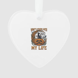 Whats Wrong Life Halloween Black Cat Pumpkin Knife Ornament