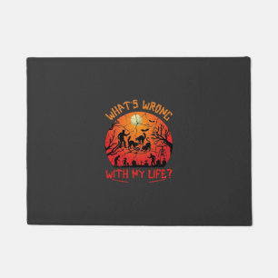 Whats Wrong Life Halloween Black Cats Zombies Grav Doormat