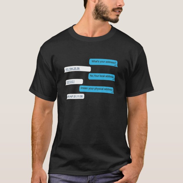 What's Your Address Funny Programmer Coding IP T-Shirt (Front)