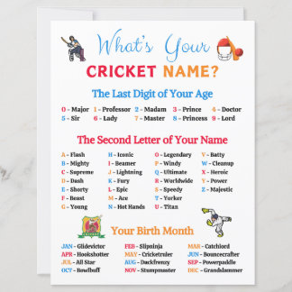 What's Your Cricket Name Game