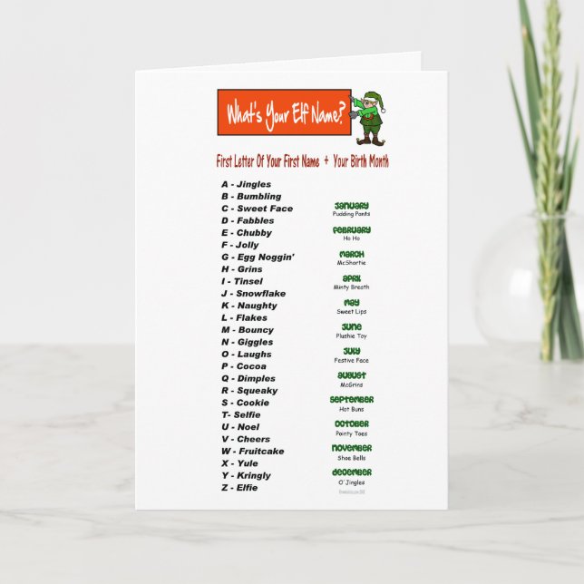 What's Your Elf Name Christmas Card to Customize! (Front)
