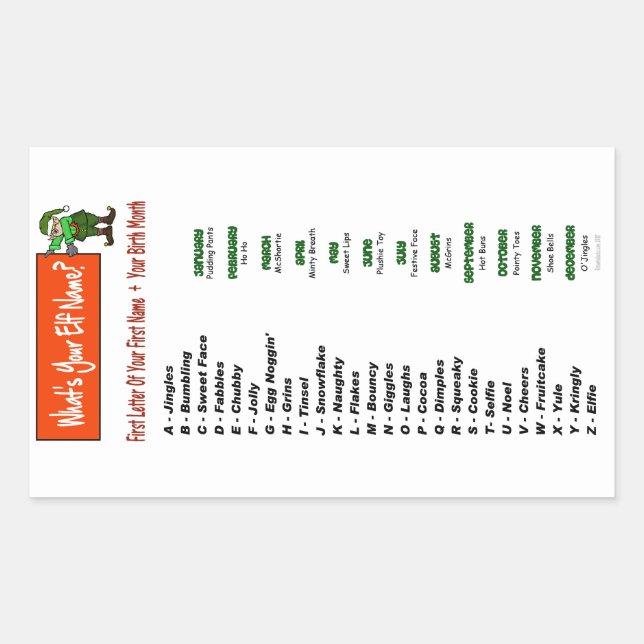 What's Your Elf Name? Stickers (Front)