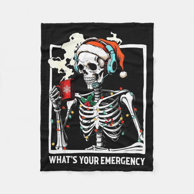 What's Your Emergency 911 Dispatcher Skeleton Chri Fleece Blanket (Front)