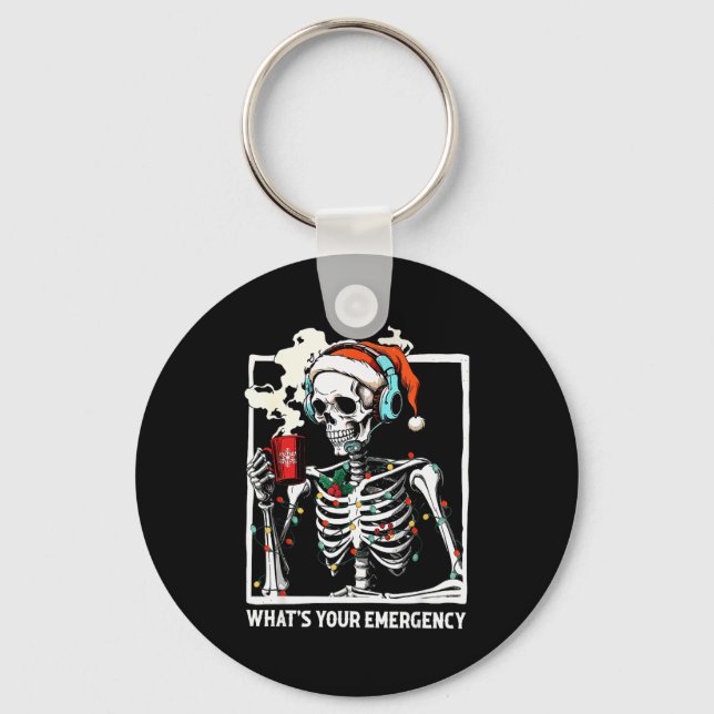 What's Your Emergency 911 Dispatcher Skeleton Chri Keychain (Front)