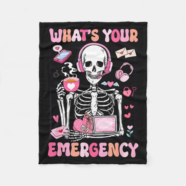 What's Your Emergency Valentines Day 911 Dispatche Fleece Blanket (Front)