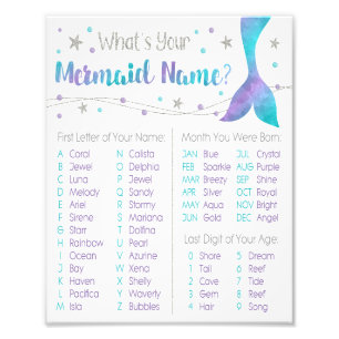 What's Your Mermaid Name Sign   8x10 Print