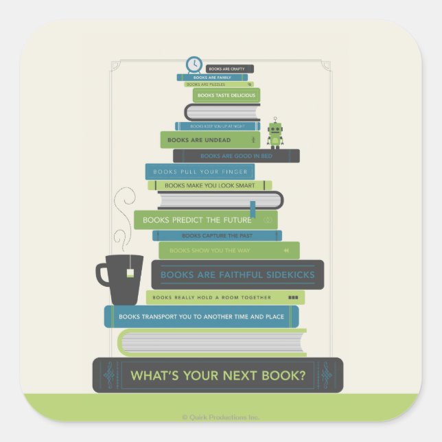 What's Your Next Book? Square Sticker (Front)