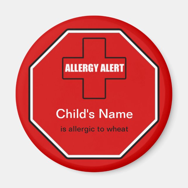 Wheat Allergy Medical Allergic Alert Std Magnet (Front)