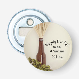 Wheat and Hops Hoppily Ever After Wedding Favor Bottle Opener