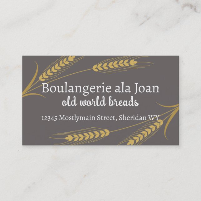 Wheat bread baking vegan food business cards (Front)