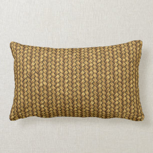 Wheat Colour Basket Weave Pattern Texture Lumbar Pillow