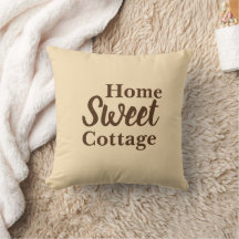 Wheat Coloured "Home Sweet Cottage" Throw Pillow
