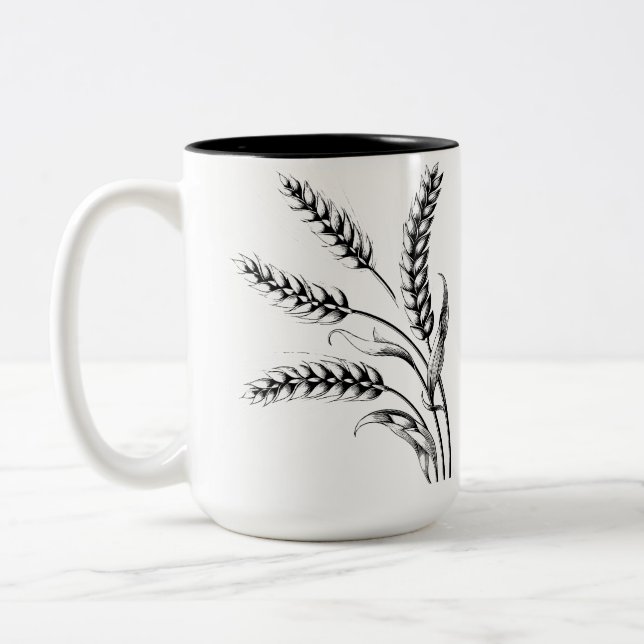 Wheat Ears Mug – Rustic Farmhouse Coffee Cup (Gauche)