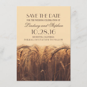 Wheat Fall Wedding Save the Date Invitations