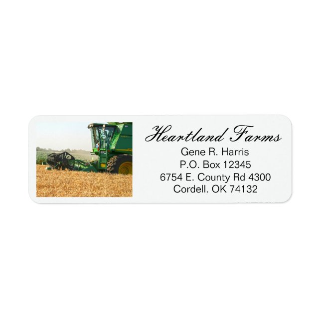 Wheat Farm Harvest Tractor Return Address Labels  (Front)