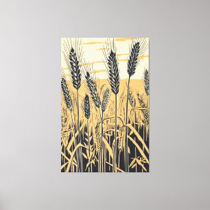 Wheat Field Abstract: Colourful Nature Art Canvas Print