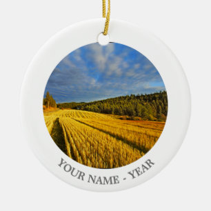 Wheat Field After Harvest 2 Ceramic Ornament