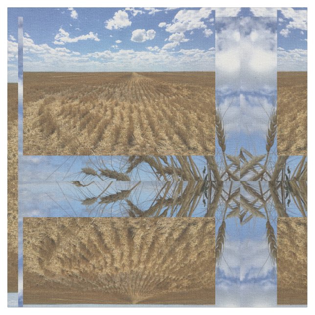 Wheat field and stock block pattern fabric (Close Up)