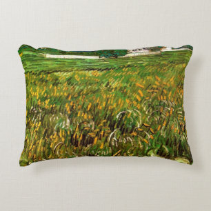 Wheat Field at Auvers by Vincent van Gogh Accent Pillow