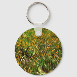 Wheat Field at Auvers by Vincent van Gogh Keychain